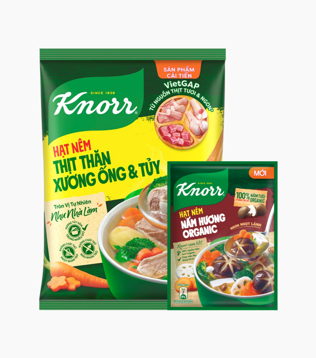 65592403 KNORR Hạt Nêm Từ Thịt 400g
(1+1KNORR Nấm 70g)/16 bộ - Ảnh 1